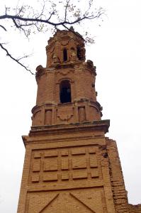 Torre de la iglesia de San Agustín marcada por artillería